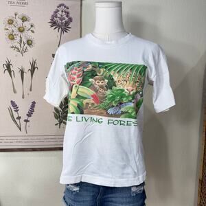 Vintage 80s 90s Human I Tees Rainforest Distressed Thrashed T-Shirt Grunge XS S